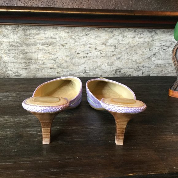 Liz Claiborne canvas embroidery floral slide in heels - Picture 3 of 5